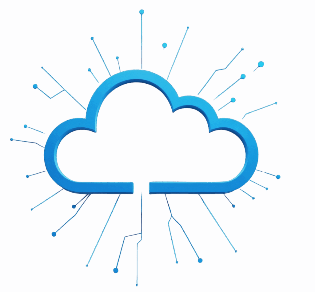 Icon of a cloud with connecting lines coming off of it to indicate API connections